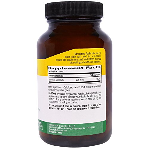 Country Life Arctic Kelp 225 mcg, 300-Count