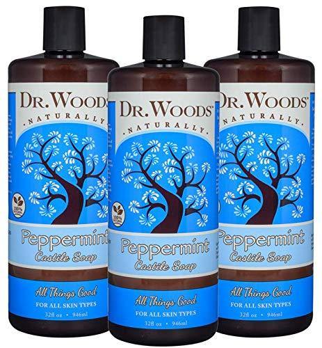 Dr. Woods Pure Peppermint Liquid Castile Soap, 32 Ounce (Pack of 3) - Vitamins Emporium
