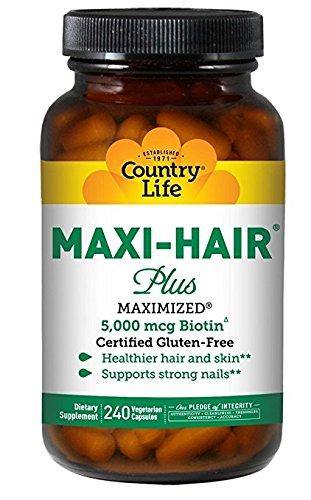 Country Life - Maxi-Hair Plus with 5000 mcg of Biotin - 240 Vegetarian Capsules - Vitamins Emporium