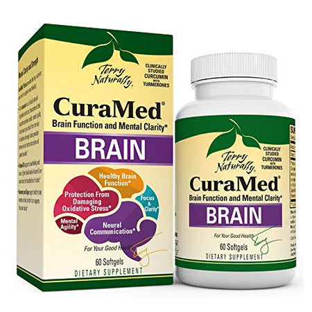 Terry Naturally Curamed Brain - 60 Softgels - BCM-95 Curcumin & Vitamin D3 Supplement, Supports Brain Health, Mental Clarity & Focus - Non-GMO, Gluten-Free - 30 Servings