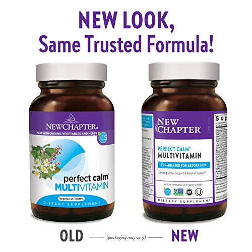 New Chapter Perfect Calm Multivitamin for Stress + Mood Support with B Vitamins + Holy + Lemon Balm + Organic Non-GMO Ingredients, Basil, 144 Count (Pack of 1)