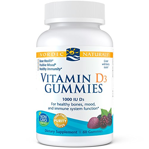 Nordic Naturals Vitamin D3 Gummies, Wild Berry - 1000 IU Vitamin D3-60 Gummies - Great Taste - Healthy Bones, Mood & Immune System Function - Non-GMO - 60 Servings
