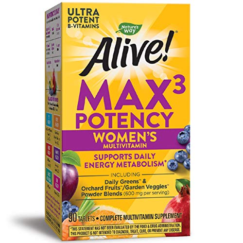 Nature's Way Alive! Max3 Daily Women's Multivitamin, Food-Based Blends (1,130mg per serving) and Antioxidants, 90 Tablets
