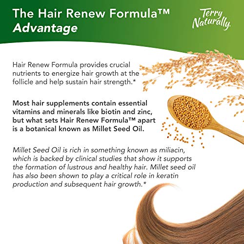 Terry Naturally Hair Renew Formula (2 Pack) - 60 Softgels - Supports Healthy Hair Growth, Nourishes Thinning Hair, Contains Millet Seed Oil, Horsetail, Biotin & Folic Acid - Gluten-Free - 60 Servings