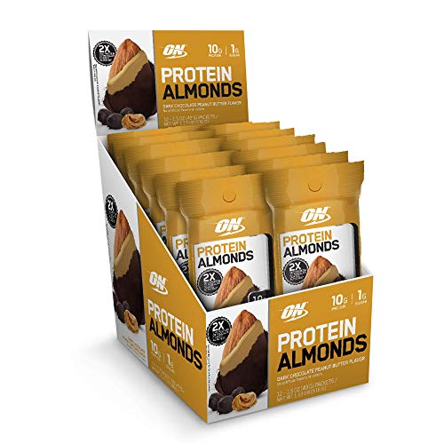 Optimum Nutrition Protein Almonds Snacks, On The Go Nutrition, Flavor: Chocolate Peanut Butter, Low Sugar, Made with Whey Protein Isolate, 1.5 Ounce (Pack of 12)