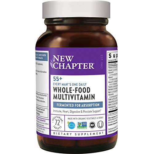 New Chapter Multivitamin for Men 50 Plus + Immune Support - Every Man's One Daily 55+ with Fermented Probiotics + Whole Foods + Astaxanthin + Organic Non-GMO Ingredients - 72 Count