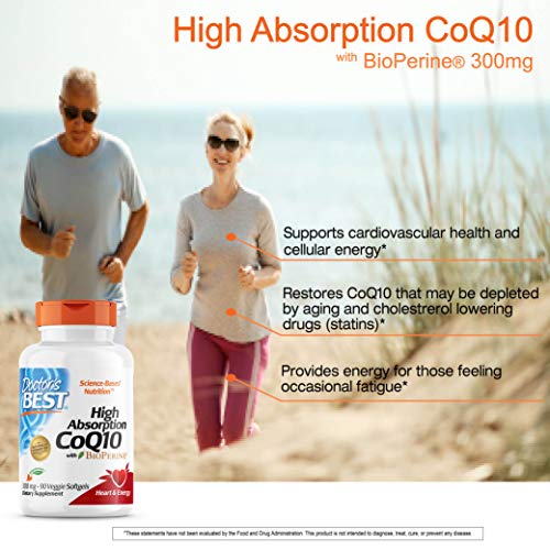 Doctor's Best High Absorption CoQ10 with BioPerine, Vegetarian, Gluten Free, Naturally Fermented, Heart Health & Energy Production, 300 mg 90 Veggie Softgels