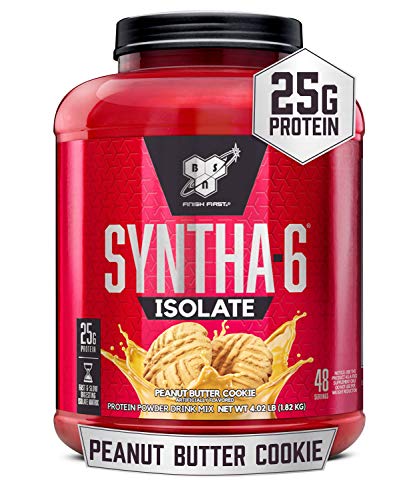 BSN SYNTHA-6 Isolate Protein Powder, Whey Protein Isolate, Milk Protein Isolate, Flavor: Peanut Butter Cookie, 48 Servings