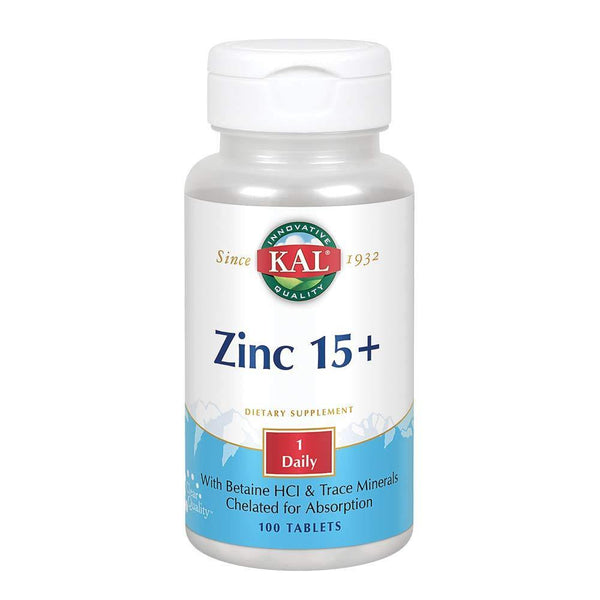 Kal 15 Mg Zinc Chelated Plus Tablets, 100 Count - Vitamins Emporium