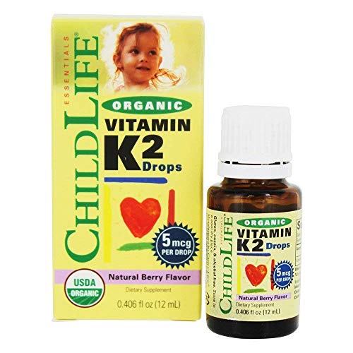 Child Life New! Organic Vitamin K2 Liquid Natural Berry Glass Bottle, 0.95 Pound