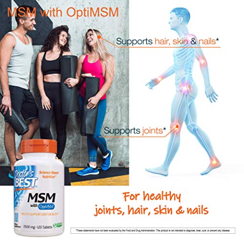 Doctor's Best MSM with OptiMSM, Non-GMO, Gluten Free, Joint Support, 1500 mg, 120 Tablets (DRB-00097)
