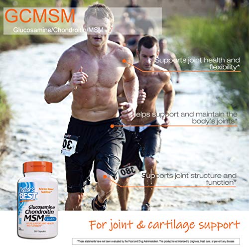 Doctor's Best Glucosamine Chondroitin Msm with optimsm, Supports Healthy Joint Structure, Function & Comfort, Non-GMO, Gluten Free, Soy Free, 360 caps