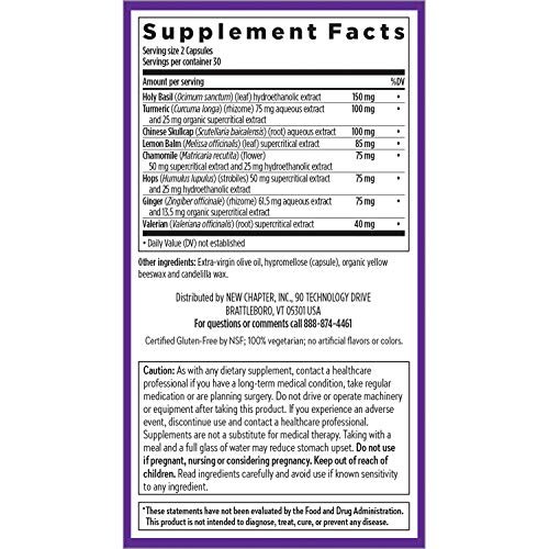 New Chapter Sleep Aid – Zyflamend Nighttime for Sleep Support with Turmeric + Valerian Root + Lemon Balm + Holy Basil , Vegetarian Capsules, 60 Count