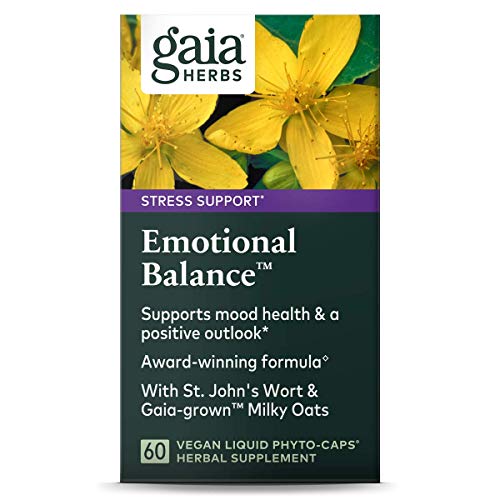 Gaia Herbs Emotional Balance Liquid Capsules, Plant-Based Mood Support Supplement, Promotes A Positive Mood with St. John’s Wort, Ginkgo Biloba, Gotu Kola & Rosemary, 60 Count