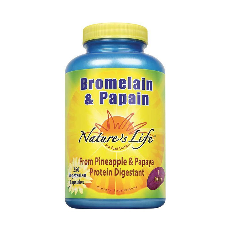 Nature's Life Bromelain & Papain from Pineapple & Papaya , 250/250 Mg, 250 Vegetarian Capsules - Vitamins Emporium