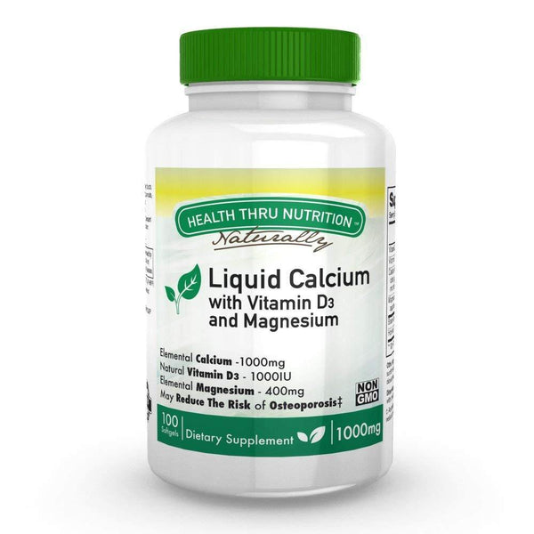 Liquid Calcium & Magnesium with 1000 Iu D3, Vitamin K, Non-GMO, Soy-Free (100 Softgels) - Vitamins Emporium