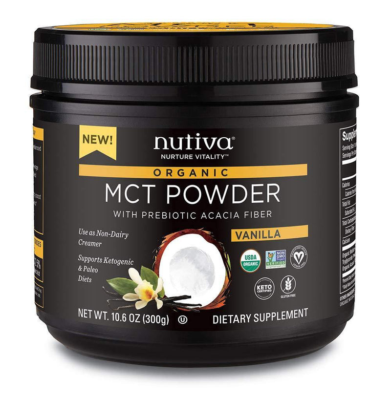 Nutiva Organic MCT Powder with Prebiotic Acacia Fiber, Vanilla, 10.6 Ounce - Vitamins Emporium