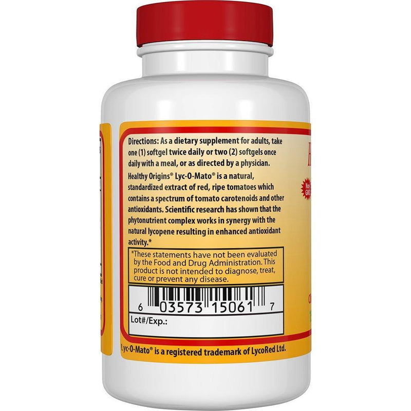 Healthy Origins LYC-O-Mato Lycopene 15 Mg, 60 Softgels - Vitamins Emporium