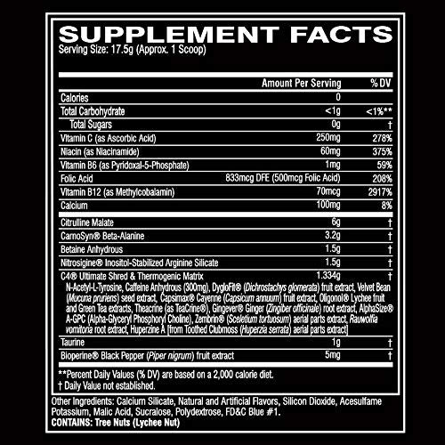 Cellucor C4 Ultimate Shred Pre Workout Powder, Fat Burner for Men & Women, Weight Loss Supplement with Ginger Root Extract, Strawberry Watermelon, 20 Servings