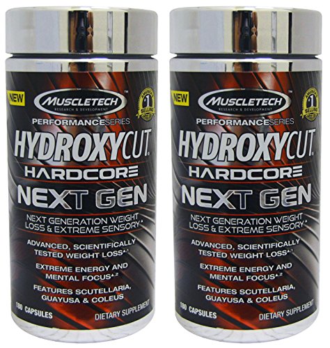 MuscleTech Hydroxycut Hardcore Next Gen, Scientifically Tested Weight Loss and Energy, Weight Loss Supplement (2 x 180 C
