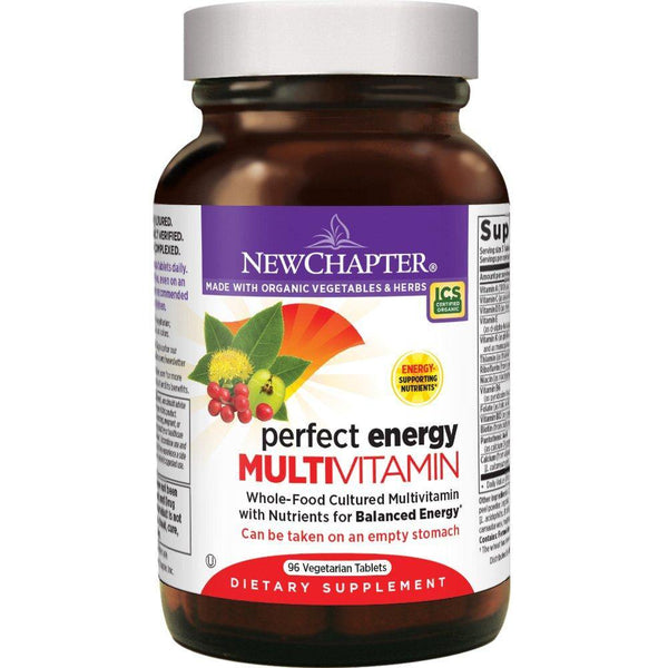 New Chapter Energy Supplement - Perfect Energy Multivitamin for Balanced Energy + Stress Support with B Vitamins + Vitamin D3 + Organic Non-GMO Ingredients - 96 ct - Vitamins Emporium