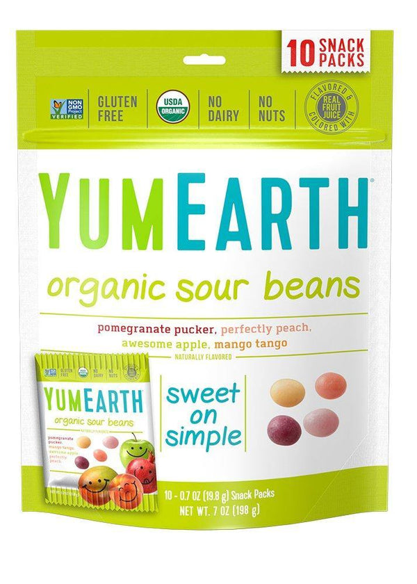 YumEarth Organic Sour Beans,  10 snack packs - Vitamins Emporium