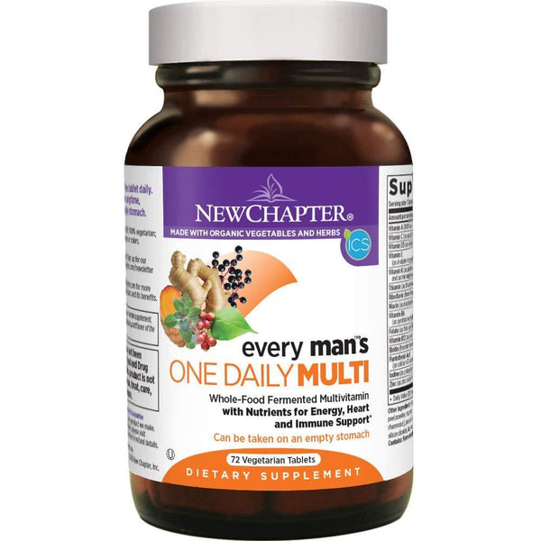 New Chapter Men's Multivitamin, Every Man's One Daily, Fermented with Probiotics + Selenium + B Vitamins + Vitamin D3 + Organic Non-GMO Ingredients - 72 ct (Packaging May Vary) - Vitamins Emporium