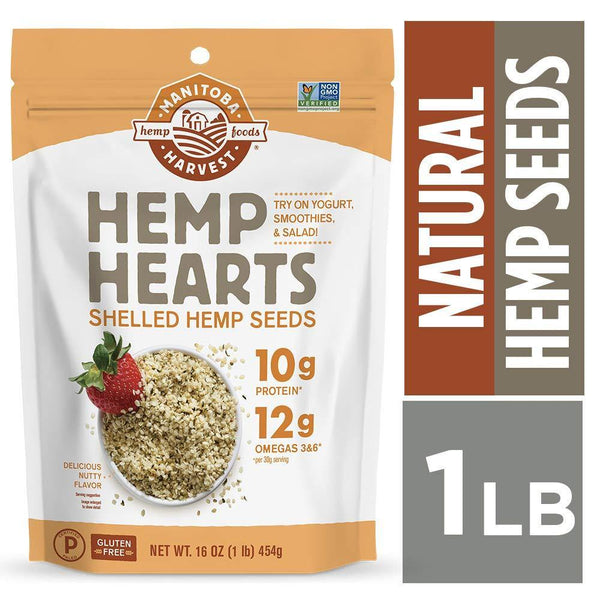 Manitoba Harvest Hemp Hearts Raw Shelled Hemp Seeds, 1lb; with 10g Protein & 12g Omegas per Serving, Non-GMO, Gluten Free - Packaging May Vary - Vitamins Emporium