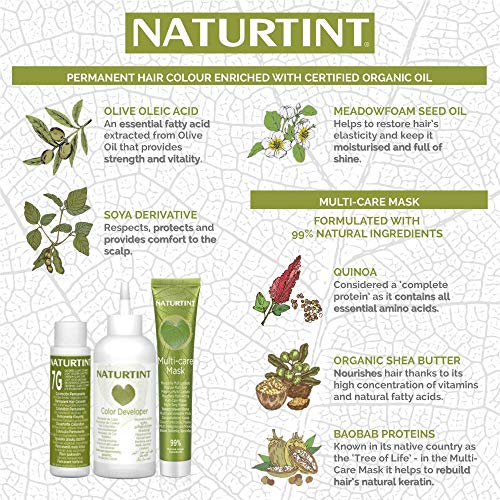 Naturtint Permanent Hair Color 7G Golden Blonde (Pack of 1), Ammonia Free, Vegan, Cruelty Free, up to 100% Gray Coverage, Long Lasting Results