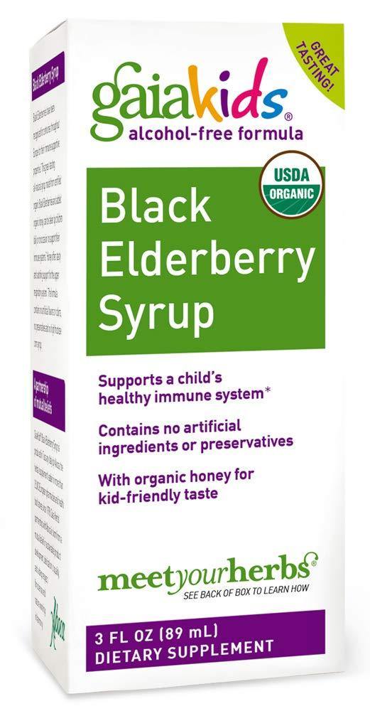 Gaia Herbs Gaia Kids Black Elderberry Syrup, 3 Ounce - Delicious Daily Immune Support with Antioxidants, Organic Sambucus Elderberry - Vitamins Emporium