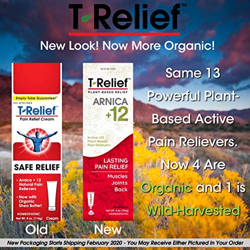 MediNatura T-Relief Natural Pain Relief Arnica +12 Natural Plant-Based Pain Relievers Help Reduce Pain from Aches & Soreness in Back, Neck, Joints, Muscles, Hands, Feet - Fast-Acting, Non-Greasy - 4oz