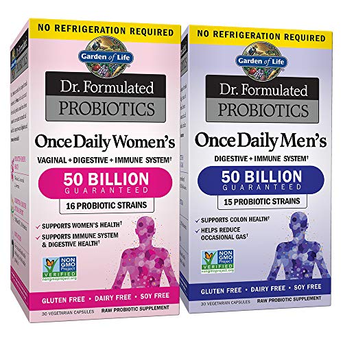 Garden of Life Probiotic Bundle: Dr. Formulated Once Daily Women’s & Men's Probiotics, 50 Billion CFU Shelf Stable, Non-GMO Probiotic for Men & Women with Prebiotic Fiber, 30 Capsules Each
