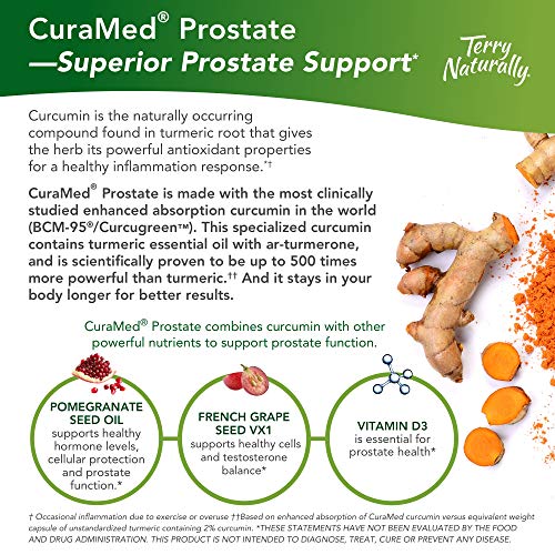 Terry Naturally CuraMed Prostate - BCM-95 Curcumin Complex, 60 Softgels - Healthy Prostate Support Supplement, Supports Healthy PSA Levels & Male Hormone Balance - Non-GMO, Gluten-Free - 30 Servings