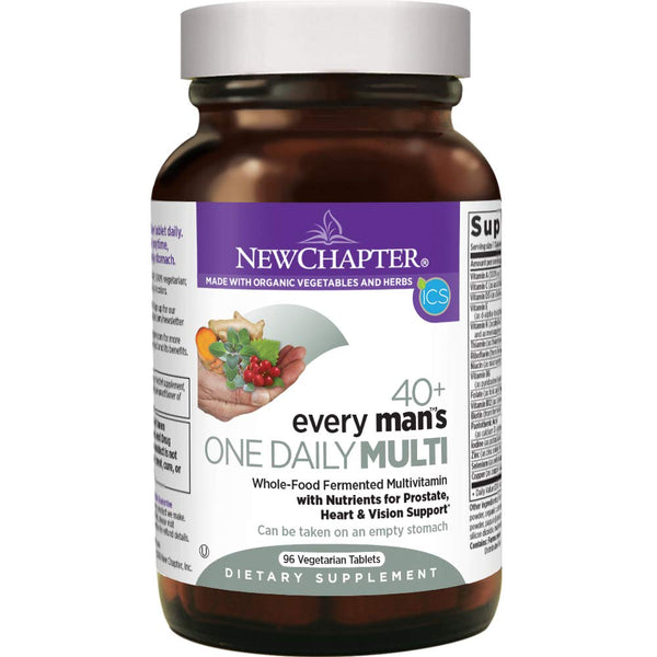 New Chapter Every Man's One Daily 40+, Men's Multivitamin Fermented with Probiotics + Saw Palmetto + B Vitamins + Vitamin D3 + Organic Non-GMO Ingredients - 96 ct (Packaging May Vary) - Vitamins Emporium