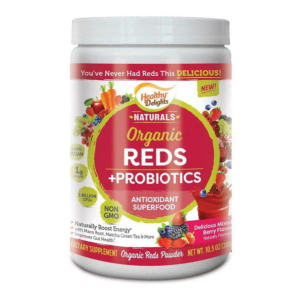 Healthy Delights Naturals, Organic Reds Probiotic's Powder, Antioxidant Superfood, Naturally Boost Energy, Non-GMO, Delicious Mixed Berry Flavor, 30 Servings - Vitamins Emporium