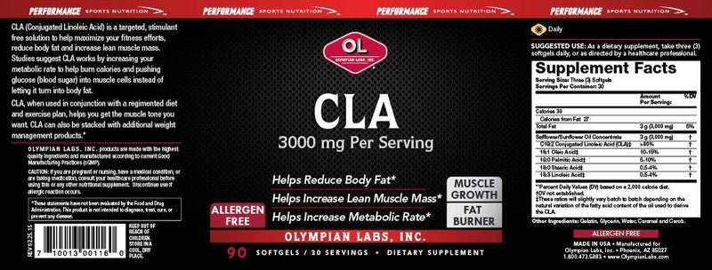 Olympian Labs CLA Softgels, 90 Count - Vitamins Emporium