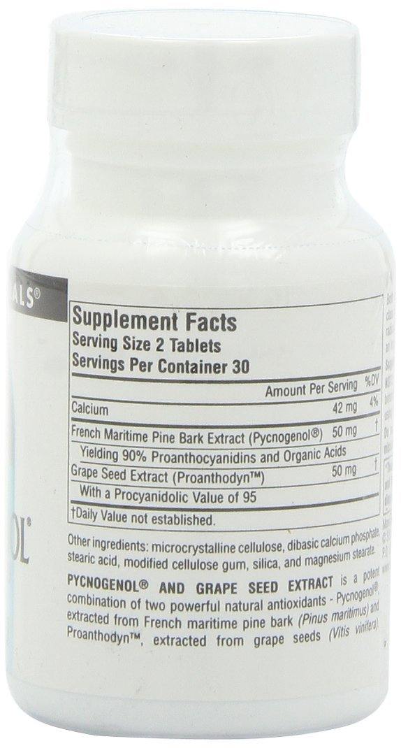 Source Naturals Pycnogenol With Grape Seed Extract 50mg (formerly Proanidin 50) Herbal Antioxidant French Maritime Pine Bark Extract - 60 Tablets - Vitamins Emporium