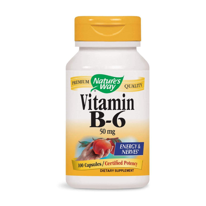 Nature's Way Vitamin B-6 50Mg Pyridoxine Hci Energy and Nerves, 100 Capsules, 100 Count - Vitamins Emporium