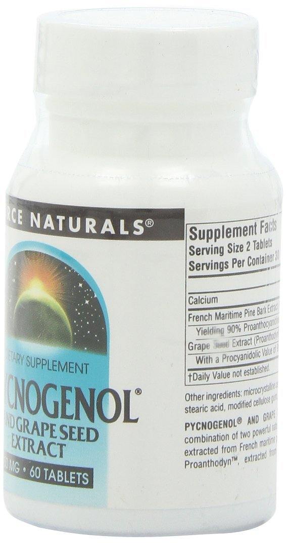 Source Naturals Pycnogenol With Grape Seed Extract 50mg (formerly Proanidin 50) Herbal Antioxidant French Maritime Pine Bark Extract - 60 Tablets - Vitamins Emporium