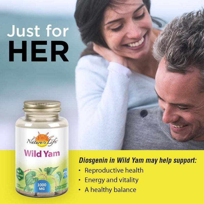 Nature's Life Wild Yam 1000mg Herbal Supplement | Women's Health Formula | With Diosgenin for Healthy Balance Support | Non-GMO | 100 Veg Caps - Vitamins Emporium