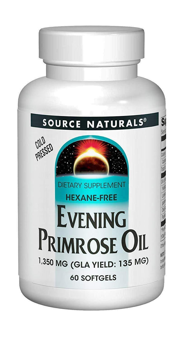 Source Naturals Evening Primrose Oil 1350mg (135mg GLA) Cold-Pressed, Hexane-Free Fatty-Acid Gamma-Linolenic & Linoleic Acid - 60 Softgels - Vitamins Emporium