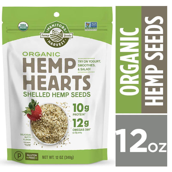 Manitoba Harvest Organic Hemp Hearts Raw Shelled Hemp Seeds, 12oz; with 10g Protein & Omegas per Serving, Non-GMO, Gluten Free - Vitamins Emporium