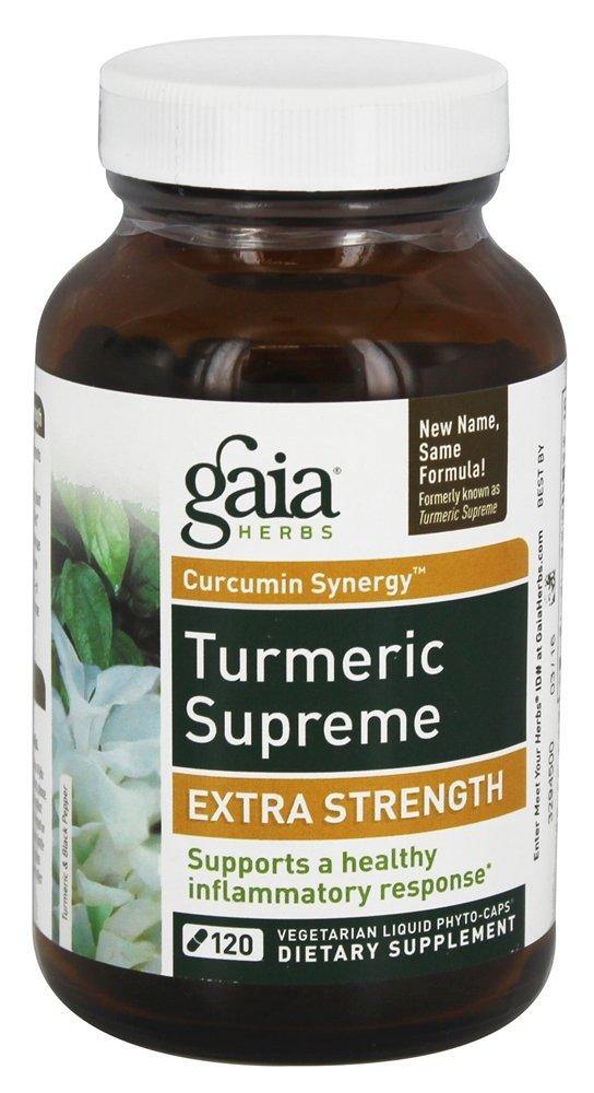 Gaia Herbs Turmeric Supreme Extra Strength, Vegan Liquid Capsules, 120 Count - Turmeric Curcumin Supplement with Black Pepper, Daily Joint Support & Healthy Inflammatory Response - Vitamins Emporium