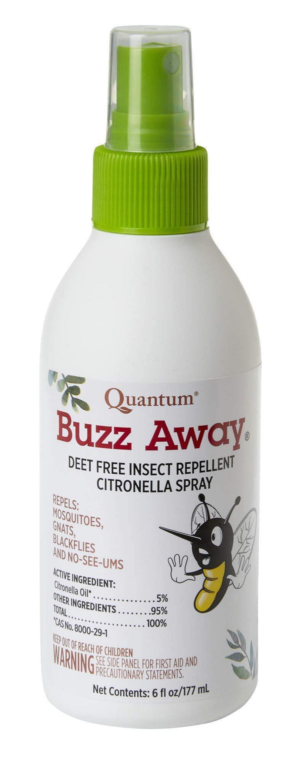 Quantum Buzz Away - Natural DEET-free Insect Repellent, Citronella Essential Oil Bug Spray, Original Formula - Small Children and Up, Travel Friendly - 6 Fl Oz - Vitamins Emporium