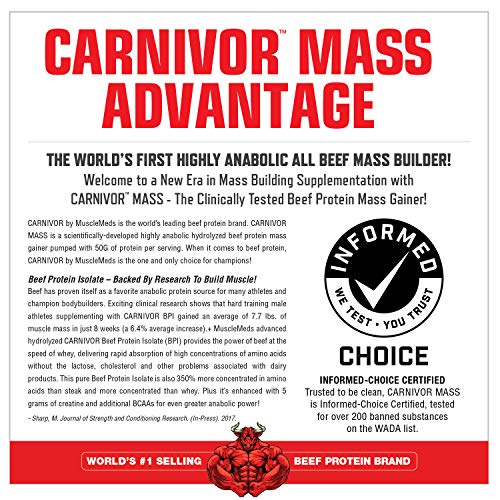 MuscleMeds Carnivor Mass Chocolate Big Steer 1250 Bucket, 15 Lb