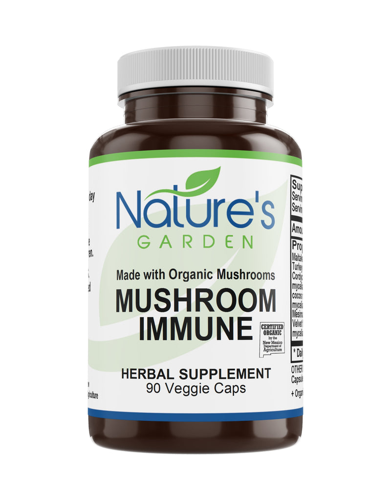 Mushroom Immune (Certified Organic) - 90 Veggie Caps with 14 Powerful Mycelium Including Certified Organic Maitake - Reishi - Turkey Tail - Chaga - Cordyceps - Shiitake - Lions Mane