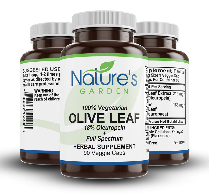 Olive Leaf - 90 Veggie Caps - with 400mg Potent Organic Olive Leaf  Extract