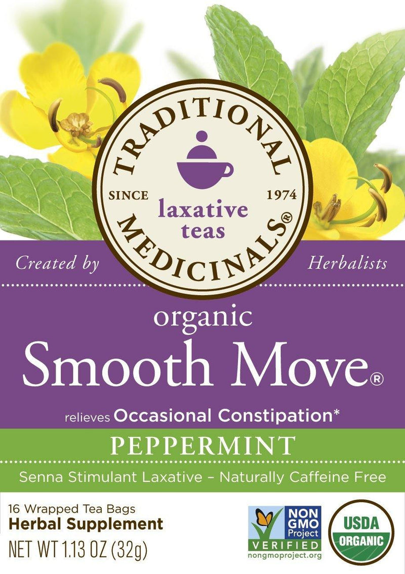 Traditional Medicinals Organic Smooth Move Peppermint Laxative Tea, 16 Tea Bags (Pack of 1) - Vitamins Emporium