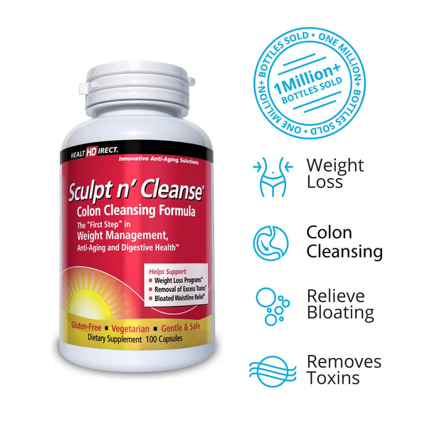 Sculpt n' Cleanse: Colon Cleanse, Detox, Weight Loss & Increased Energy Supplement | Vegan | Non GMO - Vitamins Emporium