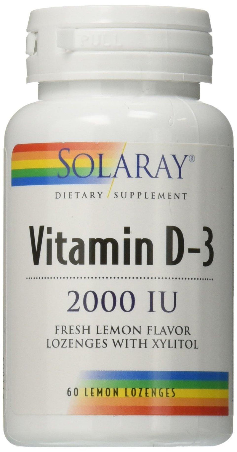 Solaray D3 Lemon 2,000 LU Lozenges, 60 Count - Vitamins Emporium